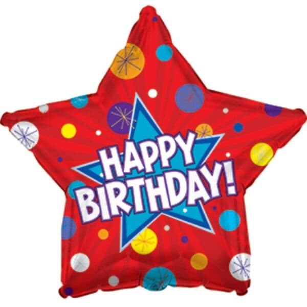 Звезда C «Happy birthday, красная» 18″