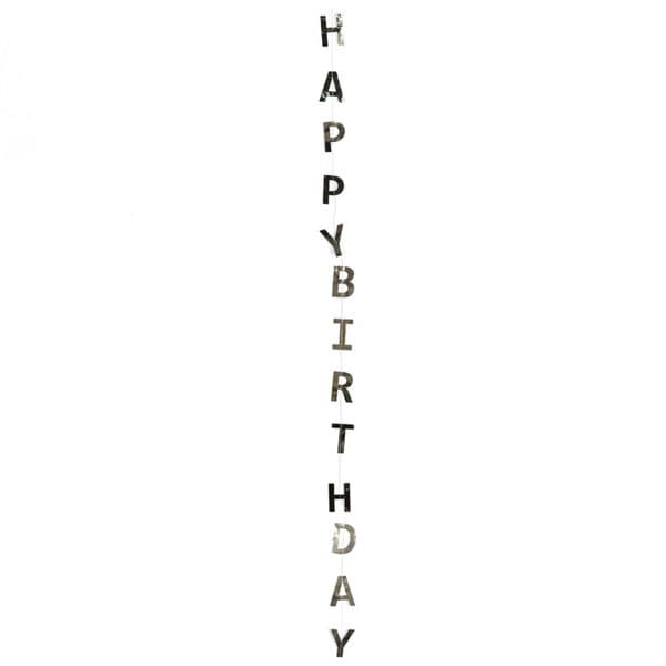Гирлянда-подвеска Happy Birthday, Серебро, Металлик, 120 см