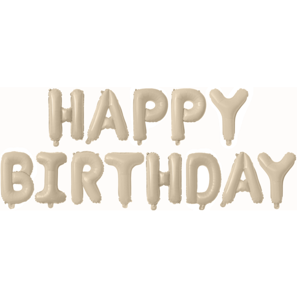 Надпись F, Happy birthday, крем, размер буквы 16"