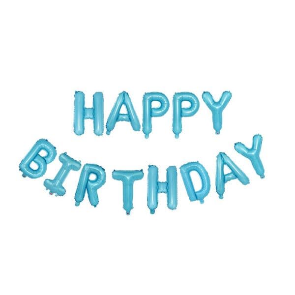 Надпись F, Happy birthday, голубой, размер буквы 16"