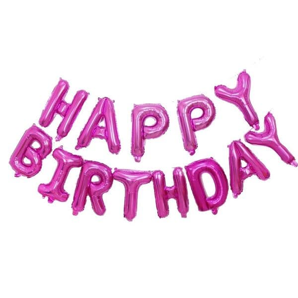 Надпись F, Happy birthday, ярко-розовый, размер буквы 16"