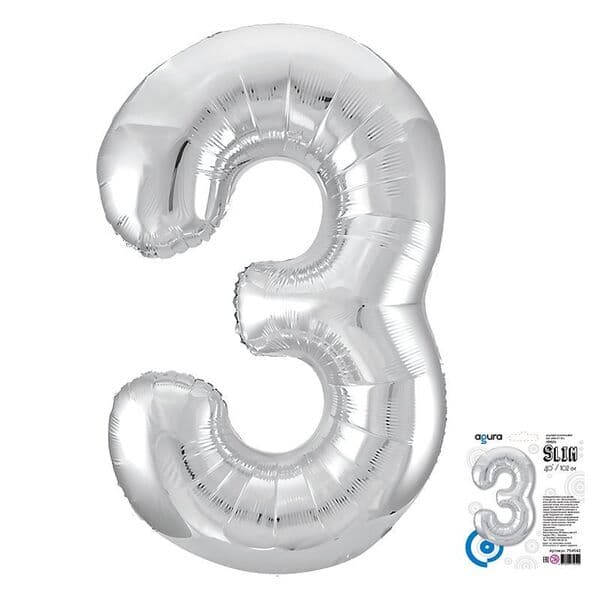 Цифра Ag "Серебро, Slim 3" 40"