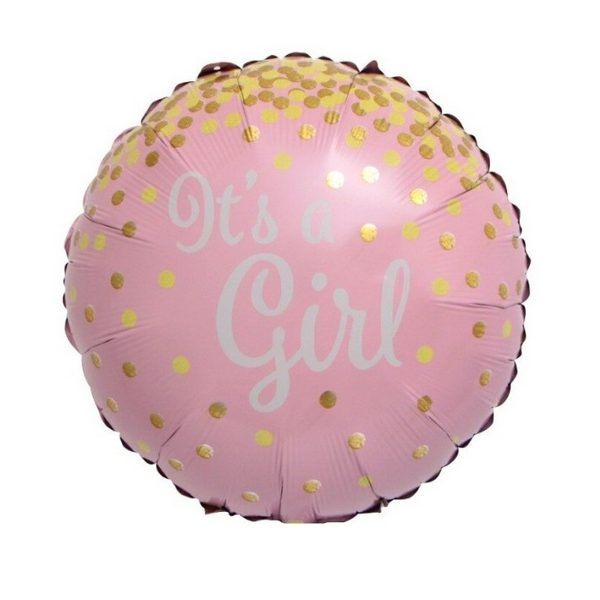 Круг F «Its a Girl розовый, золотое конфетти» 18″