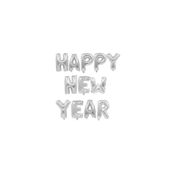 Надпись F, HAPPY NEW YEAR, Серебро, размер буквы 16"