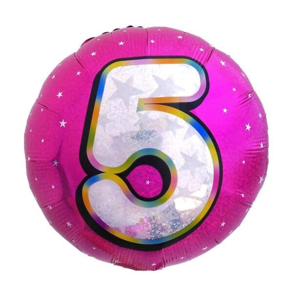 Цифра, Круг, F "Розовый, 5" 18"