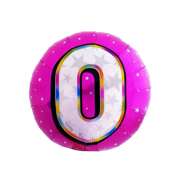 Цифра, Круг, F "Розовый, 0" 18"