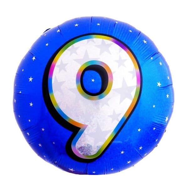 Цифра, Круг, F "Синий, 9" 18"