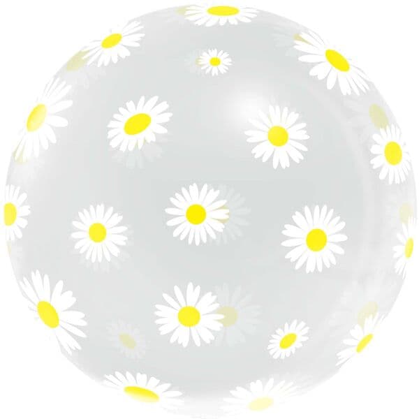 F Сфера 3D, Deco Bubble, Ромашки, Прозрачный клапаном 18"