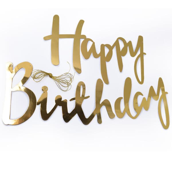 Гирлянда Happy Birthday (курсив), Золото, Металлик, 100 см