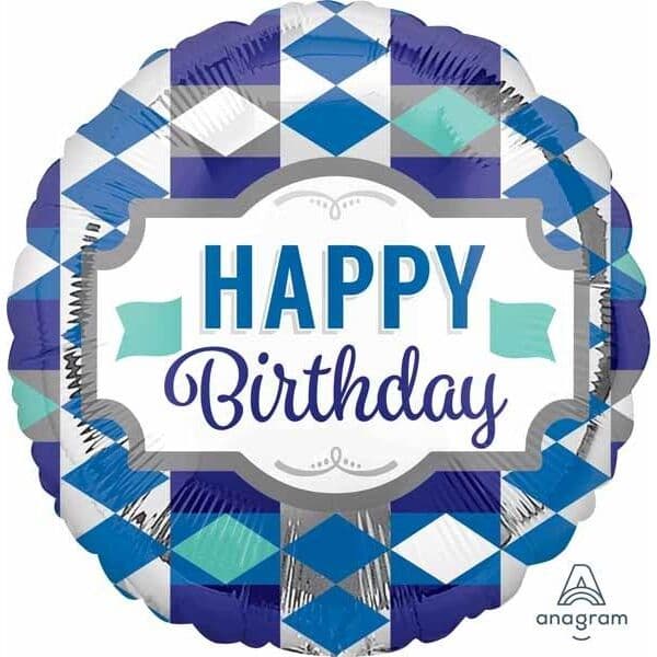 Круг An «Happy birthday, Геометрический узор» 18″