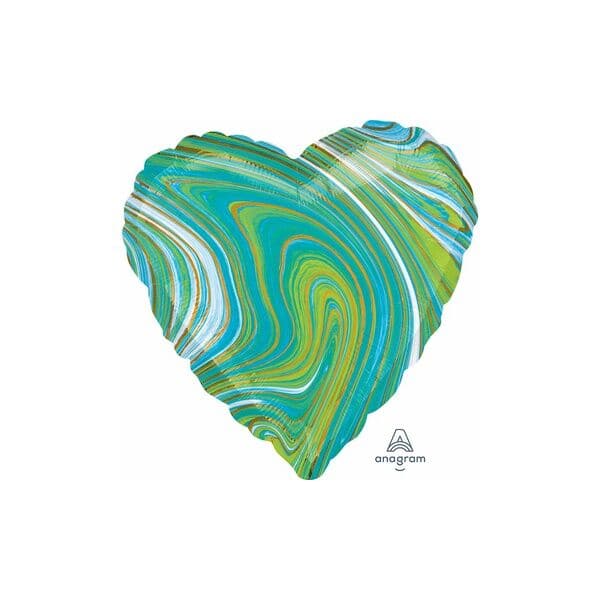 Сердце An «Мрамор Blue Green» 18″